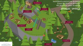 Vacanze in famiglia in Val Pusteria Mappa della zona ricreativa Bunker a Spinga con area giochi e bosco